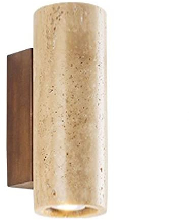 ARHAMS Applique murale en travertin jaune naturel Lampe murale de chevet de chambre à coucher de style japonais Allée intérieure couloir luminaires décoratifs salon mur de fond Applique