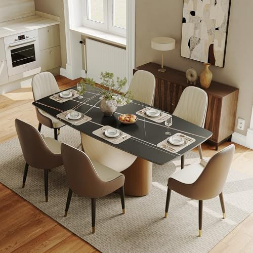 POVISON moderner Esstisch 180 cm für 6 Personen,esstisch schwarz,rechteckiger Esstisch mit mit Bronze Beine aus Karbonstahl,für Küche und Esszimmer,einfache Installation,180 * 90 * 75 cm (ohne Stühle)