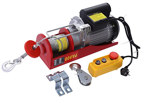 gegeweeret Elektrische Seilwinde, Elektrische Hebebühne 1300w 800KG Elektrokabel Winde, Motor Winde, Brückenkran, Überhitzungsschutz, Automatische Bremsfunktion