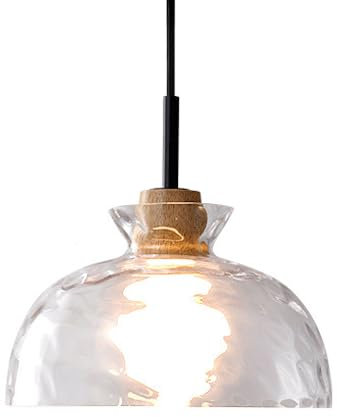 WOLWES Lámpara colgante de estilo simple, lámparas de cristal creativas en forma de cuenco, lámparas de techo de montaje empotrado, fuente de luz E27, lámpara colgante única, decoración de bar de rest
