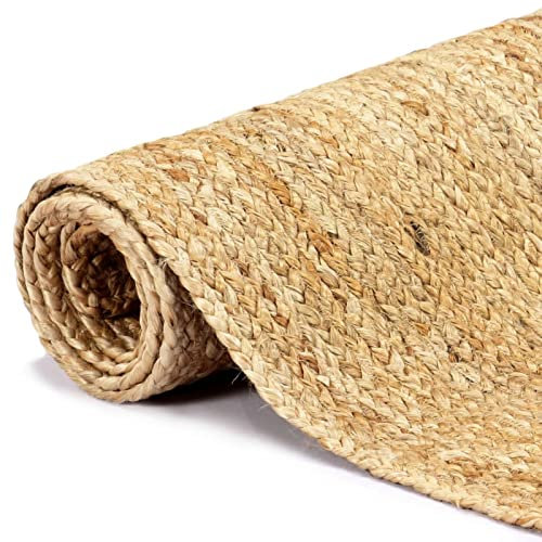 Camerina Teppich Handgefertigt Jute Rattan Teppich 200x300 cm Teppich Natur Teppich Boho Rund