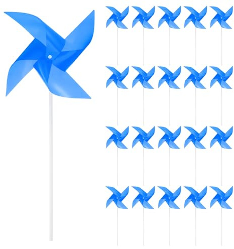 sourcing map 50-Pack Windmills for the Yard Garden 15 x 7.5 Dark Blue | 4 Leaves Pinwheels Wind Mills Spinners, Windproof, Waterproof, Bird Devices, with Stakes, for Patio Decor