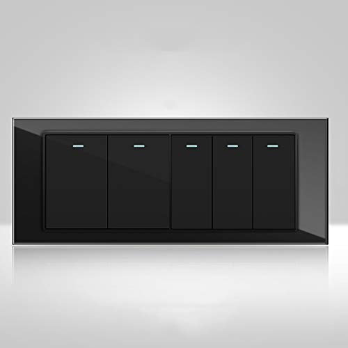 GETREY Wandschalter, Kippschalter, 2-Wege-Wandlichtschalter mit fluoreszierender Kontrollleuchte (Farbe: 8 Ga (Color : 5 Gang 2 Way)