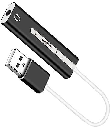 jojofuny 1pezzi Adattatore Audio USB con Scheda Audio per Microfono e Auricolari Plug Sound per Computer Nero
