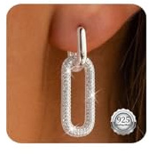 Kenivira Silber Ohrringe für Frauen Doppel Oval Creolen hypoallergene Ohrringe Chunky für Frauen