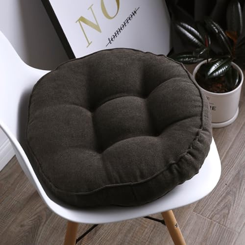 Bettschlange 2er Set Stuhlkissen, Sitzkissen Boden für Indoor und Outdoor, Waschbare Stuhlauflage für Bank und Stuhl, Bodenkissen für Zuhause Büro Küche Esszimmer,Dunkles Curry,Rund, 40x40cm