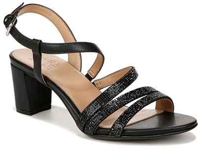Naturalizer Women's Bridget4 Strappy Block Heel Dress Sandal Heeled Sandal Black Sparkle 8.5 W