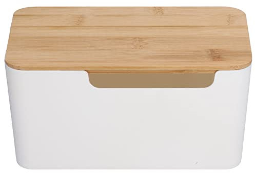 Kabelbox, liten kabelhanteringslåda med trälock för kabelgaller, TV-kabel, router, dator, kabel hemma och på kontoret