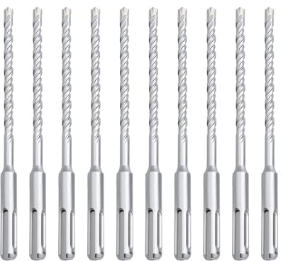 hsawbit Lot de 10 forets à maçonnerie avec tige SDS Plus, 8 mm x 160 mm, pointe en carbure de tungstène pour béton, brique, murs de ciment, pierre