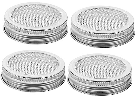 Ciieeo 4stücke Glasdeckel Für Sprossengläser Sprossensiebdeckel Aus Edelstahl Mesh-sprossendeckel Für Keimgläser Sprossenzuchtdeckel Glasablaufdeckel Für Sprossen