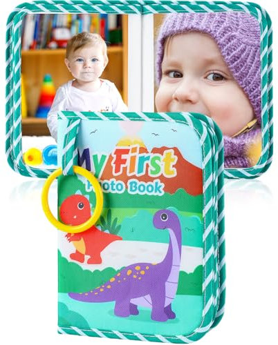 Reallnaive My First Baby Photo Album Holds 17 4x6 Pictures, Green Dino