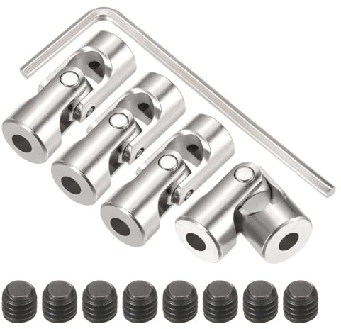 sourcing map 4Pcs 4mm to 4mm ID Steering Universal Joint Shaft Coupling,L23XD9 Metal 45°Degree Rotatable Joints Coupler with Screws Wrench Set for Model Car Ship Drive Shaft Motor Connection
