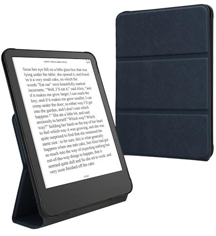 kwmobile Cover per Amazon Kindle Paperwhite (2024)/Colorsoft Cover - Custodia eBook Reader Verticale - Case eReader in Pelle PU - Chiusura Magnetica - Blu Scuro