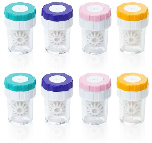 SAIIURV 8 Pieces Contact Lens Cleaner Manual Rotatio, Colorful Contact Lens Washer Case,Cleaning Container for Everyday Use,Random Color (8)