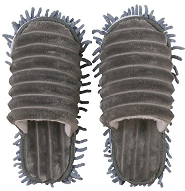 FONDOTIN Pantuflas De Rayas Peludas Para Fregar Pisos Base Desmontable 38-41 Ideal Para Mujeres