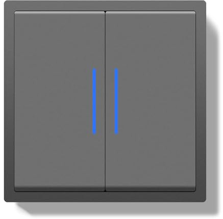 BSEED Interruttore da Incasso, Interruttore a Pulsante con Terminale a Innesto, 2 Gang 1 Via Light Switch con Indicatore Luminoso a LED e Cornice in PC, Grigio, 80X80mm