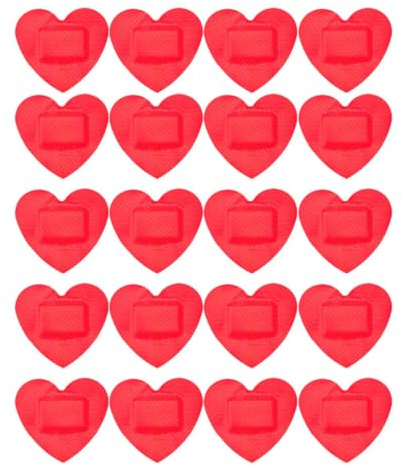 Forma de Corazón Parches Adhesivos para Heridas, 20 Piezas | Pe Rojo, Alta Elasticidad y Tacto Cómodo, Ligeros y Portátiles, para Adultos y Personas Mayores