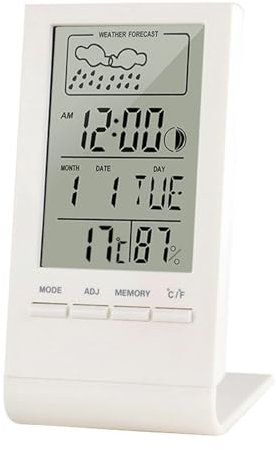 KIRVOS Stazione di temperatura digitale con termometro interno/esterno, orologio radiocomandato, indicatore di tendenza, orologio da tavolo con data e giorno della settimana