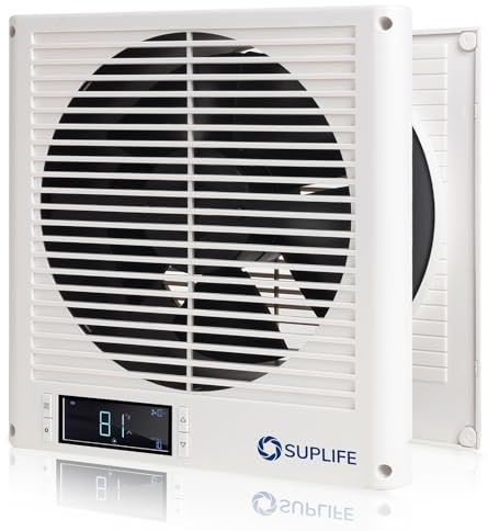 Ventilador de transferencia de aire de habitación a habitación de 8 pulgadas para circulación silenciosa, diseño de flujo de aire reversible, ventilador de pared programable de 320 CFM, calidad de
