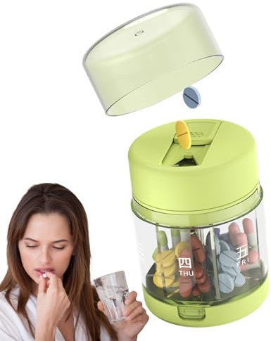 Boîtier à Pilules Portable - Petite Boîte à Comprimés | 7 Compartiments Compact avec Coupe-Comprimé Intégré - Idéal Poche Sac Voyage Loisirs Familiaux