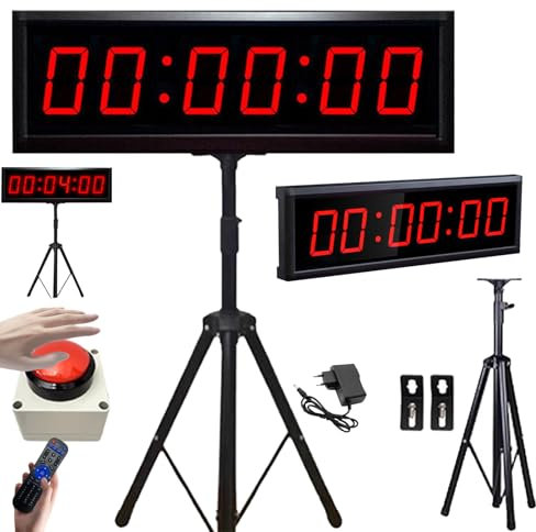 Temporizador De Cuenta Regresiva, Cronómetro para Competiciones Juegos Cronómetro Gimnasio 2.3 Pulgadas con Trípode Cronómetro Control Remoto Digital 6 Dígitos Brillo Ajustable 12/24H (Cargar)