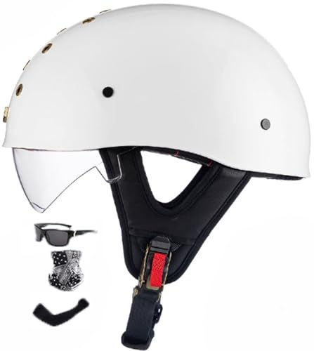 Casco Scodella Portatile Mezzi, Caschi Jet Mezzo, Caschi Da Motociclista Vintage Caschi Cromwell Caschi Casco A Scodella Scooter Motorino ECE/DOT Omologato Mezzo Elmetto Da Moto 4,XL