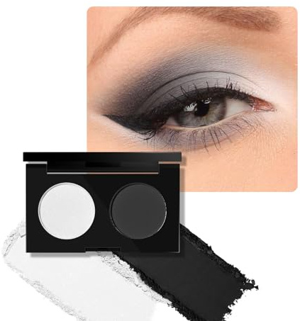KYDA 2-Farben-Lidschattenpalette, schwarzer und weißer Lidschattenpuder, hochpigmentiert, weich und gut verblendbar, für den täglichen Look – 06