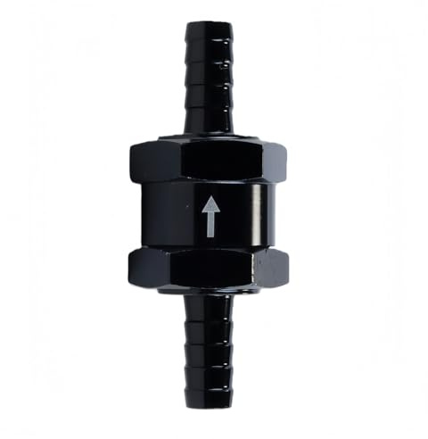 ACOLY Válvula de retención de combustible, válvula antirretorno unidireccional, universal, de aleación de aluminio, para coche, barco, gasolina, diésel, línea de aceite, 8 mm, color negro