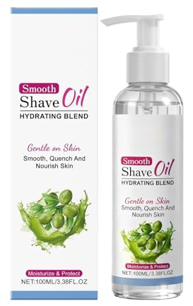 QPJUVC Smooth Shave Oil für Frauen und Männer, Vor- und Nachbehandlung mit Vitamin E, Oliven- und Jojobaöl, feuchtigkeitsspendend, pflegend, hautberuhigend, für Gesicht, Körper und Beine (1)