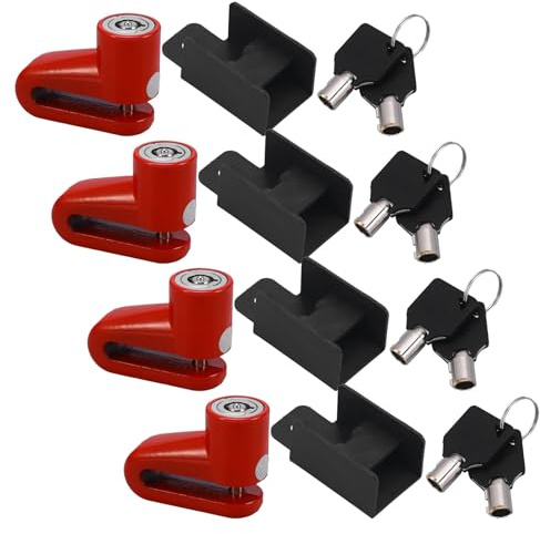 HOMSFOU 4 Juegos Candado de Disco para Freno Bicicleta y Scooter con Llaves Antirrobo con Soporte para Motos de Montaña y Deportivas