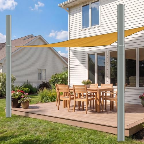 VOCON 3,6M Sonnensegelmast Höhenverstellbar ⌀60mm, 2er Pack inkl. D-Ring. | für Terrasse, Garten, Pool, Sonnensegelpfosten ⌀60x3mm, rostfrei, wetterfest, verst. Stahlrohr, schnell montiert
