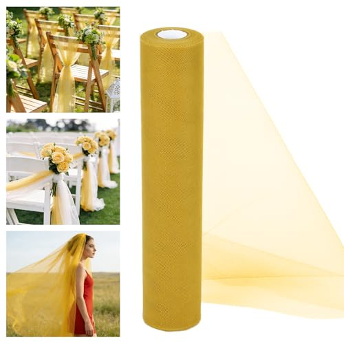 Alaoo Tulles di Matrimonio, 29CMx26M, Rotolo di Tulle Gialla, Generico Rotolo Tulle, Può Essere Utilizzato per Decorazioni di Matrimoni, Lauree, Compleanni, Decorazioni fai da te