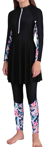 Happy Cherry Maillot de bain 2 pièces modeste pour filles avec pantalon de bain pour adolescentes à manches longues Rashguard pour filles, maillot de bain d'été pour le surf, vêtements de plage