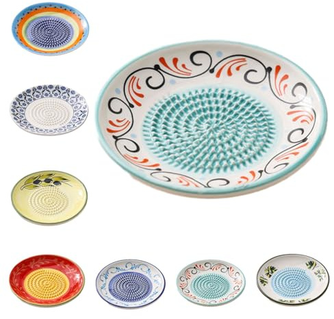 Ceramic Garlic Grater Plate Bowl Tomato Dish, Spanish Pan Con Tomate Plate Grater, Spanish Tomato Graters Plates with Brush, Cheese Fruit Crusher Grinder Ginger Grating Tool for Kitchen