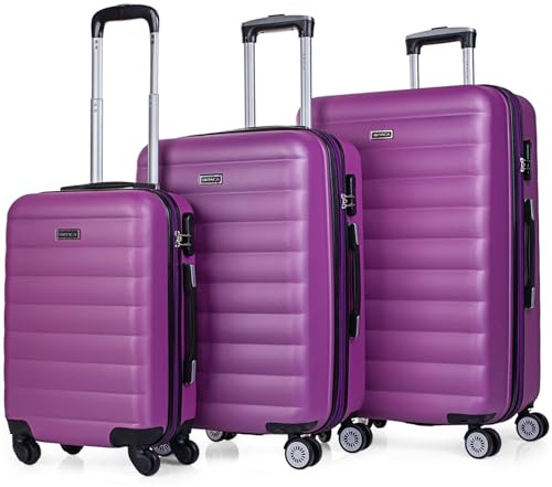 ITACA - Koffer Set Mit Rollen In Groß Für Reisen - Reisekoffer Set Aus Robuster Hartschalenkoffer-Struktur, Leicht Und Strapazierfähig Für Jeden Anlass, Violet