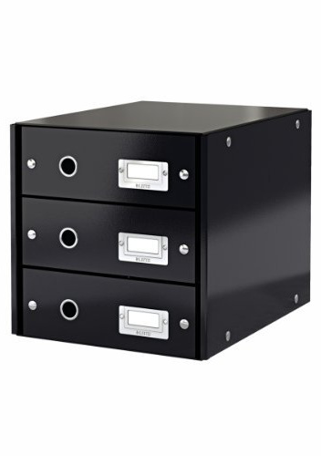 Leitz 60480095 Schubladenbox Click & Store, Schwarz, A4 (3 Schubladen/2er Pack)