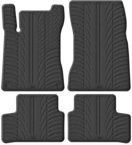Gledring Satz Gummimatten kompatibel mit Mercedes A-Klasse W177 5/2018- & B-Klasse W247 2/2019- & GLA H247 2020- (T Profil 4-teilig + Montage-clips), Schwarz