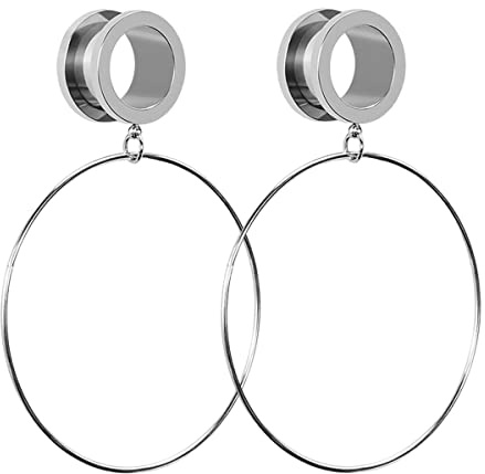 Huacan Tunnel Set Mit Anhänger 6mm 8mm 10mm 12mm 14mm 16mm Ohr Tunnels Sets Silber Rosegold Gold Schwarz Plugs Für Frauen Damen Double Flared Außengewinde Expander Edelstahl Schmuck 2 Stück