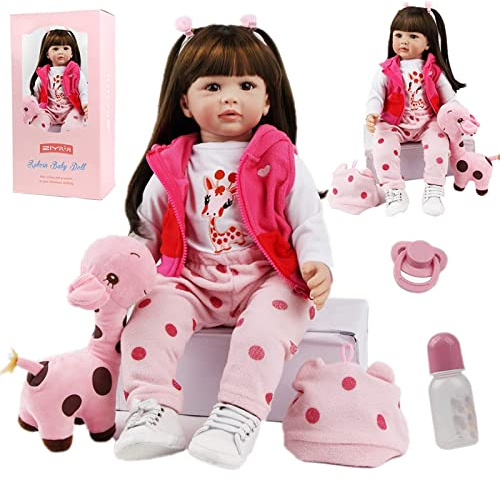 ZIYIUI Simulation Reborn Babypuppe 24 Zoll 60 cm Weiche Vinyl Silikon Lebensechte Neugeborenen Mädchen Kinder Spielzeug Geschenke