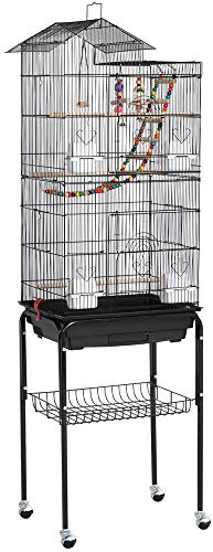 Yaheetech Jaula para Pájaros con Soporte Ruedas 46 x 35 x 158,5 cm Negro