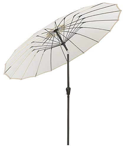 Green Bay Outdoor 2.7M Cream Patio Parasol with Crank Handle & Tilt Function, Garden Parasol Fiberglass Rib Umbrella