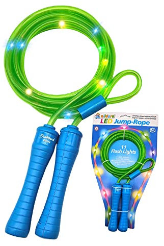 alldoro 63021 LED Springseil, Hüpfseil mit 11 LEDs, Fitness-Sprungseil für Kinder ab 6 Jahre und Erwachsene, 2,4 m - grün