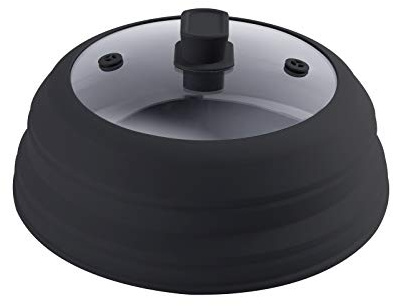 Couvercle de plat pliable pour micro-ondes - En verre sans BPA - Sans plastique - En silicone ventilé - Couvercle universel anti-éclaboussures