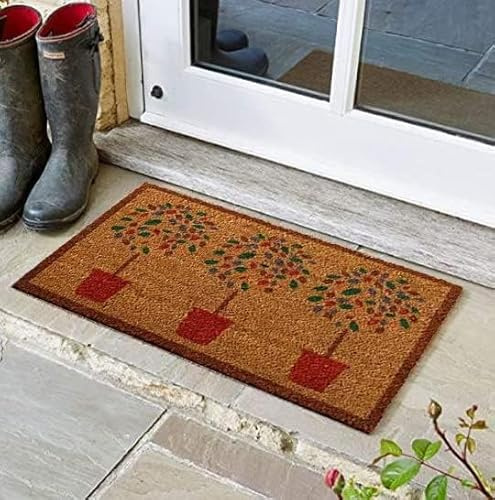 Garden Mile 75 x45cm Outdoor Door Mat Heavy Duty Coir Door Mats Outdoor Indoor Door Mat Non Slip Colorful Bay Trees Large Front Door Mats Outside Doormat Indoor Entrance Doormats