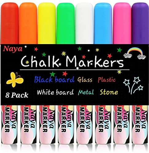 Chalk Marker. Chalk Paint Pens - Washable Markers for Car Window, Mirror, Blackboard, Wine Glass Markers - Wet Wipe Erase Pens for Signs & Chalkboard - Liquid Chalk Marker Set for Black Board - 8 Pack