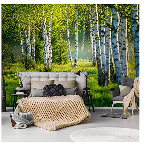 WallArena Vlies Fototapete Wald 400x280 cm Natur | Hochwertige Vliestapete, für Wohnzimmer Schlafzimmer, Vliestapete Wandtapete Tapete 3D Effekt- inkl. Kleister