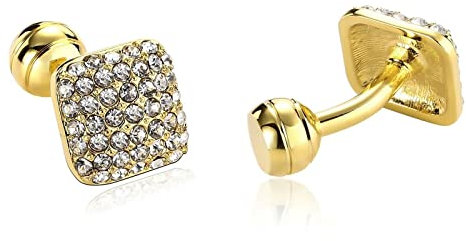 Skcess Edle Manschettenknöpfe Gold, Manschettenknöpfe Herren Quadrat Hemd-Manschettenknöpfe Rostfreier Stahl Geschenke für Herren Und Damen