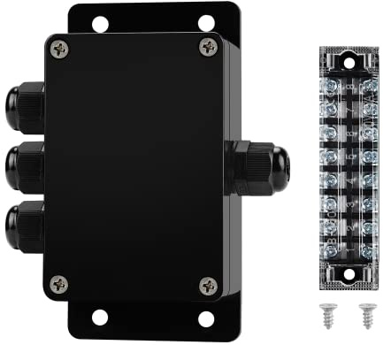 JINDOUZI ABS IP67 Waterproof Dustproof Electrical Junction Box, with 15A 600V Barrier Terminal Cable Connector, 1 in/3 Out Power Junction Box（3.93 * 2.67 * 1.96in）