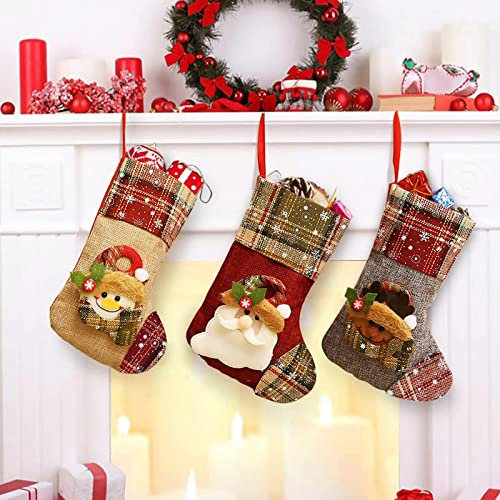 ＣＨＡＭＥＥＮ Weihnachtsstrumpf Weihnachtsdeko, Nikolausstiefel Deko, Christmas Stocking Set, Weihnachtsstrumpf Set, für Kamin Weihnachtsbaum, für Weihnachtsdeko,3 St