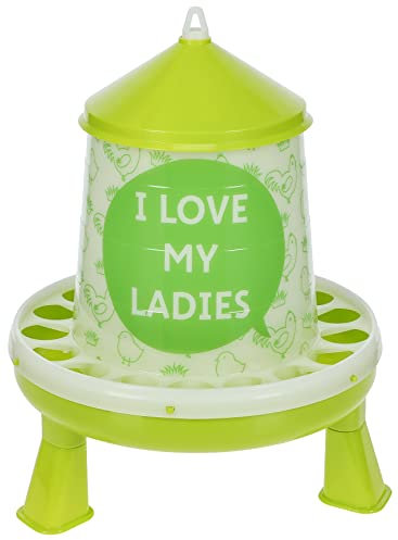 Kerbl Futterautomat mit Stand-Füßen, für Geflügel (Küken/Hühner/Enten), lebensmittelecht, Mit Motiv „Love My Ladies“ (4 kg)